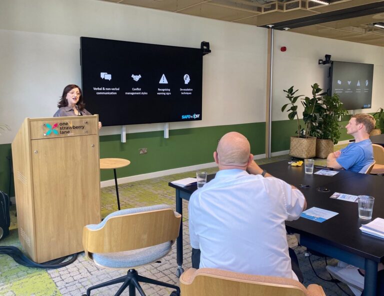 A SAFE speaker presenting at a Connected Voice session